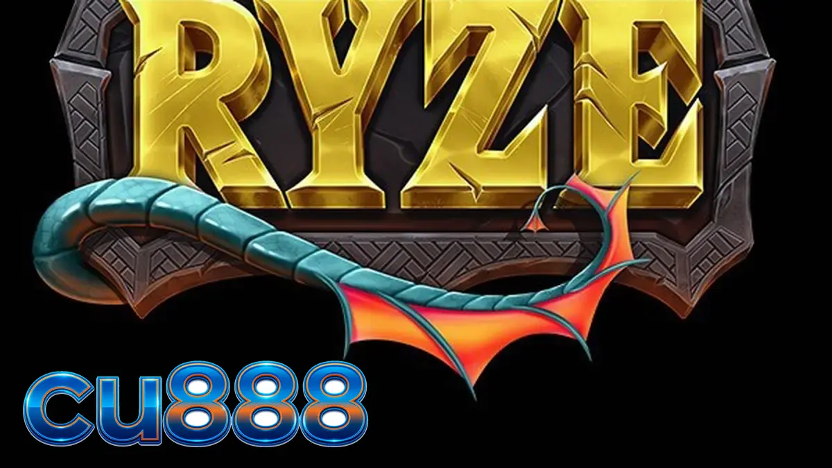 Tampilan visual permainan slot Ryze dengan tema naga dan harta karun